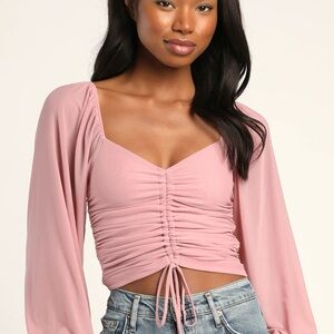 Lulu's Mauve Ruched Blouse